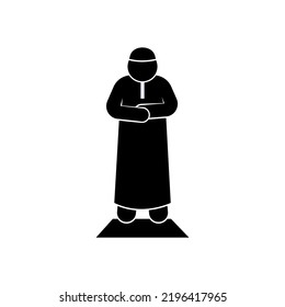 Muslim Prayer Icon. Worship, Symbol Salat. Islam Pray Activity - Vector. 