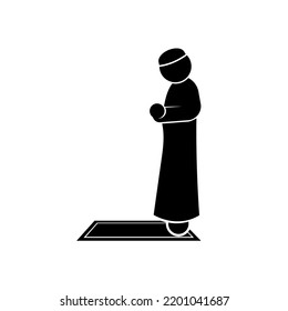 Muslim Prayer Icon. Worship, Symbol Salat. Islam Pray Activity - Vector. 