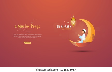 A muslim prayer illustration for Eid al Adha concept