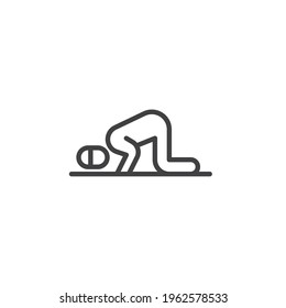 Moslemische Gebetslinie Symbol. lineares Stilzeichen für mobiles Konzept und Webdesign. Islamisches Gebet umreißt Vektorsymbol. Symbol, Logo-Abbildung. Vektorgrafik