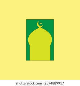 Muslim prayer mat vector illustration on yellow background