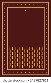 Muslim prayer matt with a focus point to concentrate on salah (namaz), simple dark brown and golden prayer rug design vector.