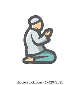 Muslim Prayer pray Vector icon Cartoon illustration