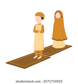 Muslim Prayer in Ramadan Illustration