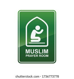 Muslim Prayer Room Sign Isolated On White Background Vector Illustration.