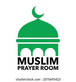 Muslim prayer room sign isolated on white background. Editable vector illustration EPS10.