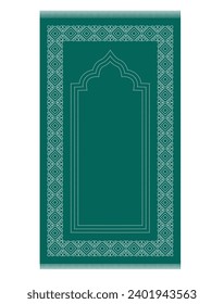 Muslim prayer rug with decorative elements. Islamic textile. Mats vector illustration.