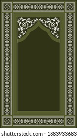 Muslim prayer rug. Islamic textile. Arabian ornament with decorative elements. Praying Arabian mats.EPS10 Illustration.