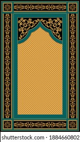 Muslim prayer rug. Islamic textile. Arabian ornament with decorative elements. Praying Arabian mats.EPS10 Illustration.