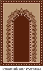 Muslim prayer rug. Islamic textile. Arabian ornamental  decorative elements with mosque design. Praying Arabian mat.EPS10 Illustration.