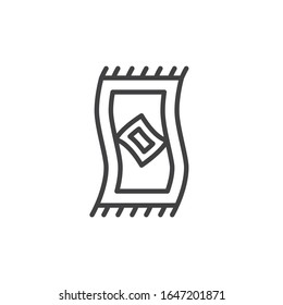 Muslim prayer rug line icon. linear style sign for mobile concept and web design. Islamic praying carpet outline vector icon. Symbol, logo illustration. Vector graphics