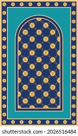 Muslim prayer rug. İslamic textile. Arabian ornament with decorative elements. Praying arabian mats. 