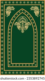 Diseño vectorial de alfombras de oración musulmana, diseño de Jaynamaz, tejido islámico, suelo de mezquita ornamental,