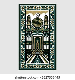 Projeto de ilustração de vetor de tapete de oração muçulmano. Ornamento decorativo islâmico. Tapetes de oração para mesquitas comumente usados na Indonésia. 