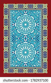 muslim prayer rugs. Islamic textile. Ornamental mosque flooring. Praying arabian mats.

