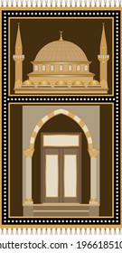 Muslim prayer rug.İslamic textile.Arabian ornament with decorative elements.Praying arabian mats.EPS10 Illustration.