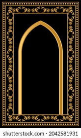 Muslim prayer rug.İslamic textile.Arabian ornament with decorative elements.Praying arabian mats.Vector Illustration.