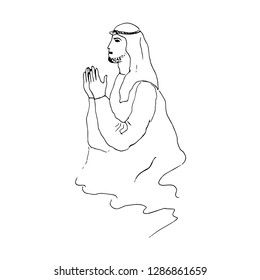 Muslim at prayer. Vector illustration.