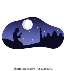 Muslim  praying to Allah - Design Template Inspiration