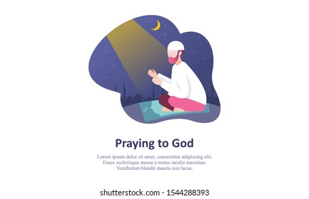 Los musulmanes rezan a Alá y al emblema islámico ramadan kareem Ilustración
