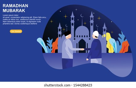 Los musulmanes rezan a Alá y al emblema islámico ramadan kareem Ilustración

