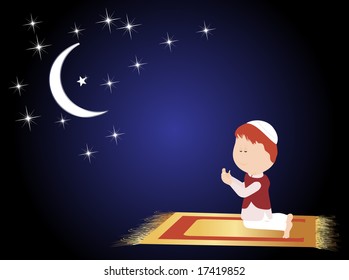 muslim praying during eid on the mat