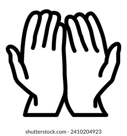 Muslim Praying hands holding rosary line drawing. Praying Hands on isolated white background.