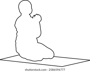 Muslim Praying Line Art. Ramadan Kareem. Vector Illustration Design