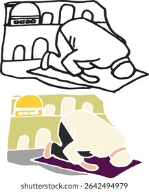 Muslim praying in the mosque Vector