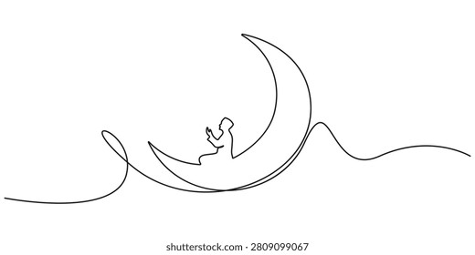 Muslim praying crescent moon