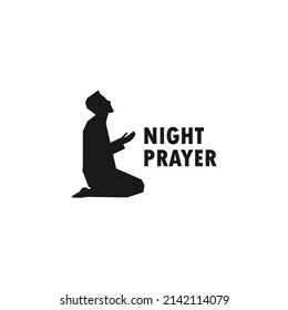 Muslim praying simple black vector silhouette illustration.