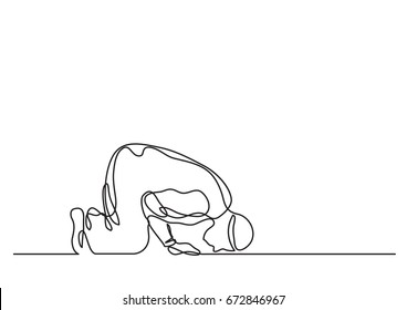 muslim praying - single line drawing