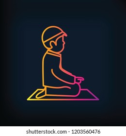 Muslim Praying Symbol Monoline Icon Vector Illustration Eps.10