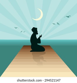 Muslim praying symbol - vector illustration