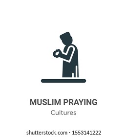 Muslim praying vector icon on white background. Flat vector muslim praying icon symbol sign from modern cultures collection for mobile concept and web apps design.