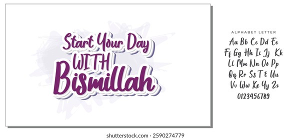Muslim Quote and Saying background banner poster. Start your day with bismillah.