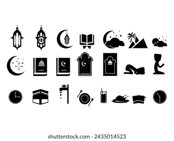 Muslim Ramadan icon set vector
