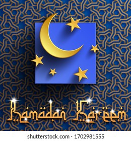 Muslim Ramadan Kareem Celebration Greetings cards For holy month of muslim community, Islamic pattern background, Vector illustration