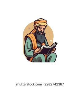 muslim reading quran vector logo