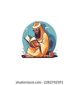 logotipo de vector quran de lectura musulmana