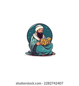 logotipo de vector quran de lectura musulmana