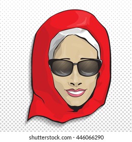 Muslim in red smiling