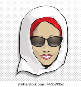 Muslim in red and white smiling