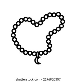 Muslim rosary icon for praying in black outline style