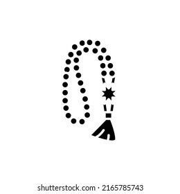 Muslim rosary subha line color icon. Isolated vector element.