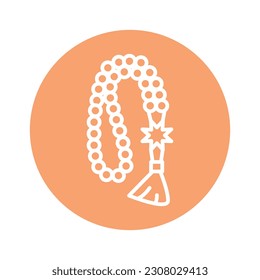 Muslim rosary subha line color icon. Isolated vector element. Outline pictogram for web page, mobile app, promo