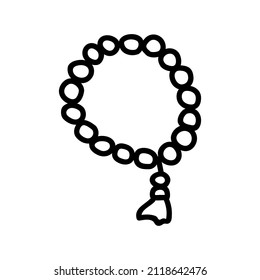 Muslim rosary, tasbih. Doodle vector illustration. Isolate on a white background.