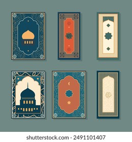 Muslim sajadah prayer mat illustration set