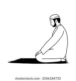 Muslim salat tashahhud movement handdrawn illustration