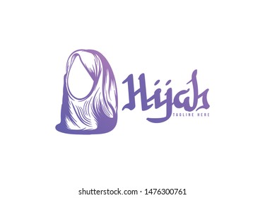 Muslim Scarf, hijab logo designs, vector illustration